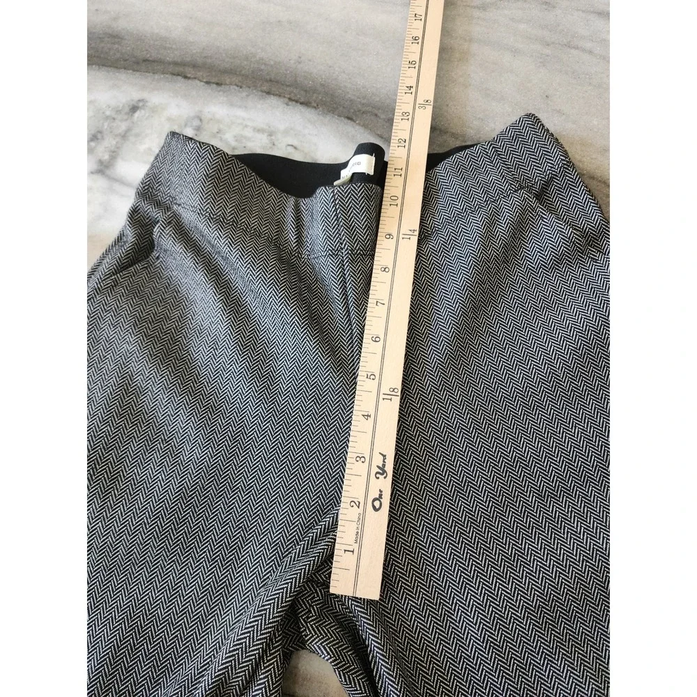 Max Studio Womens Small Gray Herringbone Wide Leg Elastic Waist Trousers